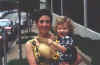 Claire and Mommy on the streets of Richmond, 5/99